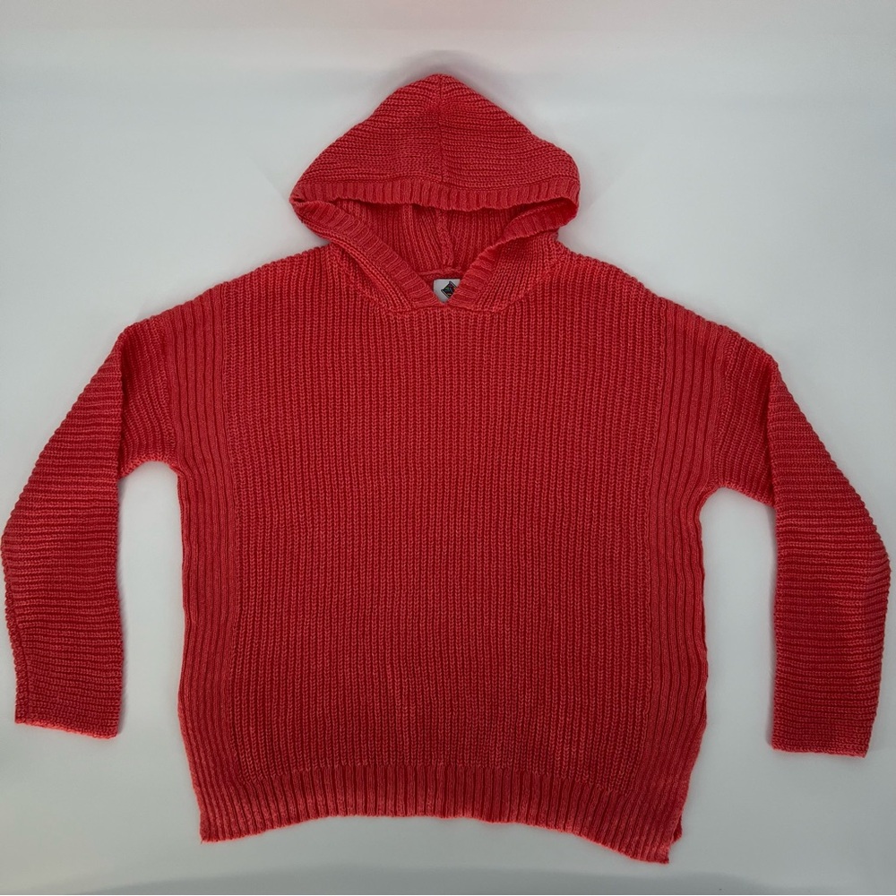 Sew In Love Sweater Womens Medium Coral Pink Long Sleeve Hoodie Oversized Soft